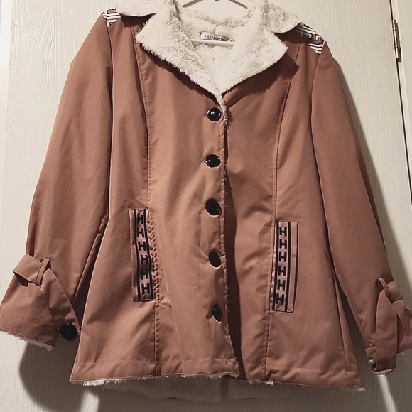 Soft fleece lined rose pink winter jacket - Picture 2 of 7